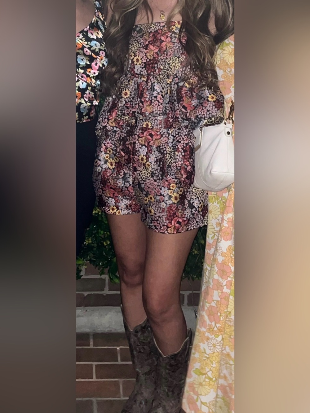 Moodie Floral Jacquard Tie-Shoulder Babydoll Top (M) & Matching Shorts (L) SET
